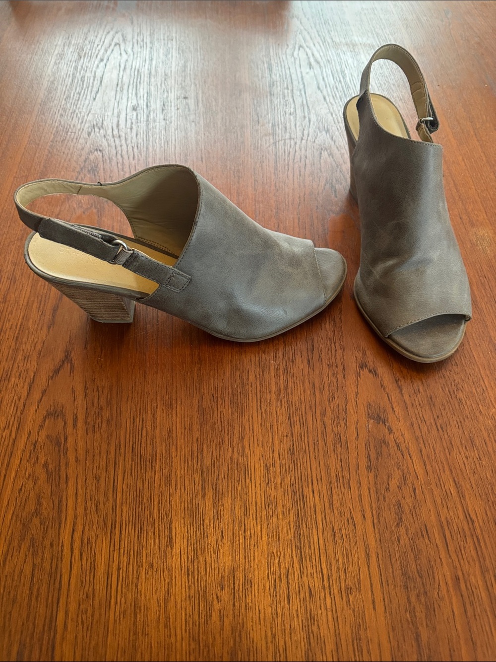Women's Olive Green Gray Open-Toe Slingback Heeled Sandals Naturalizer